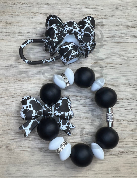 Silicone Charm & Topper SET - Cowhide Bow
