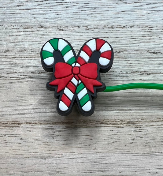 Straw Topper - Candy Canes Red & Green