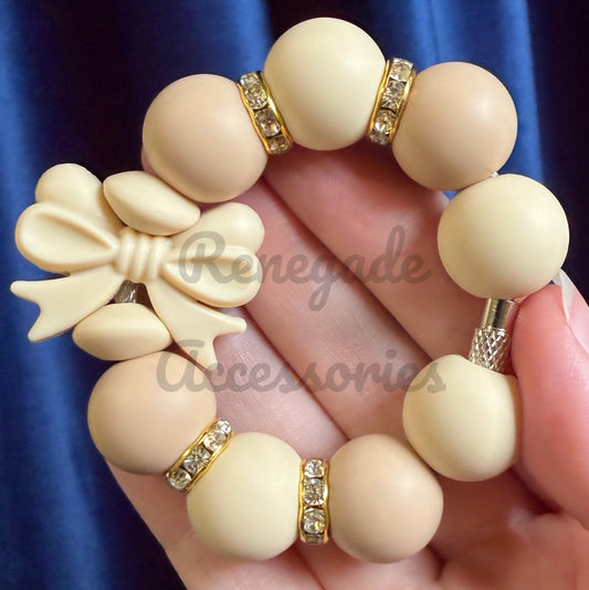 Silicone Charm - Cream Bow