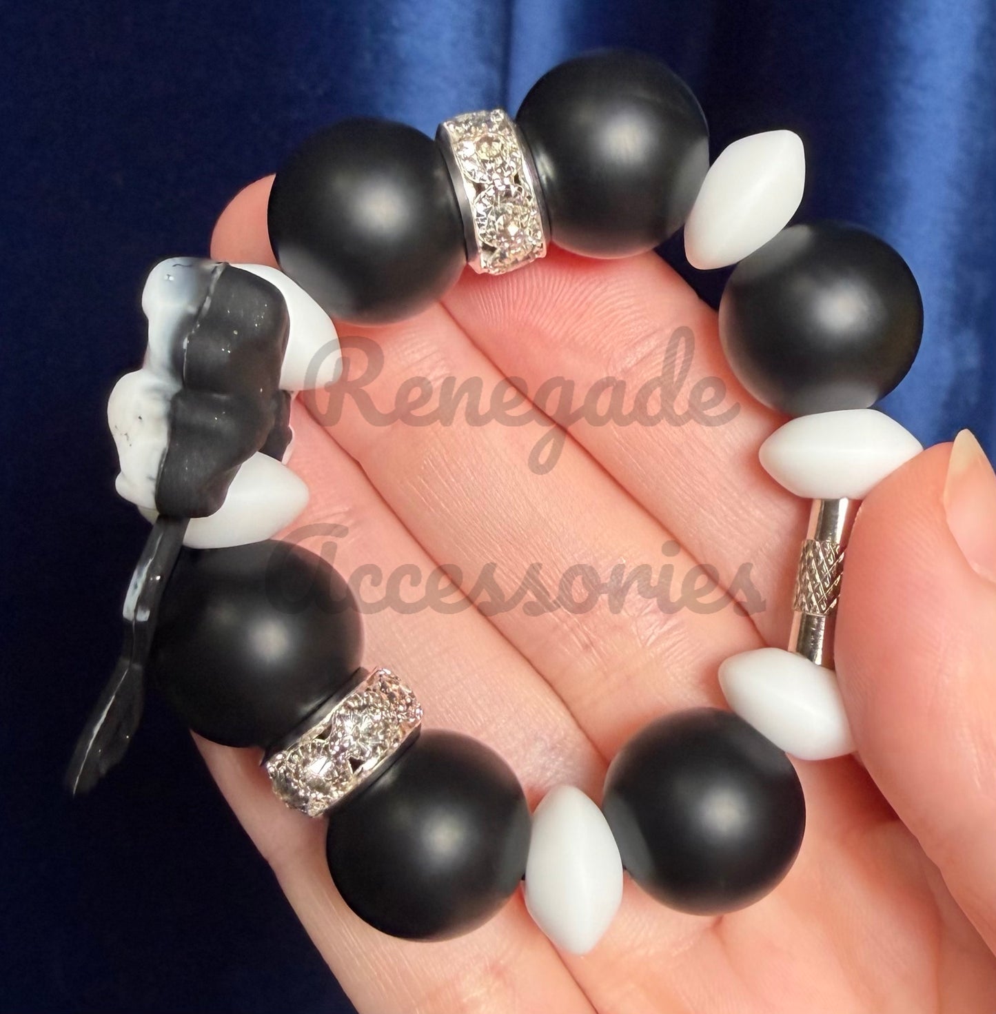 Silicone Charm - Black & White Swirl Bow - Acta Polka Dot