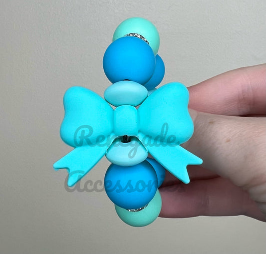 Silicone Charm - Blue Bow
