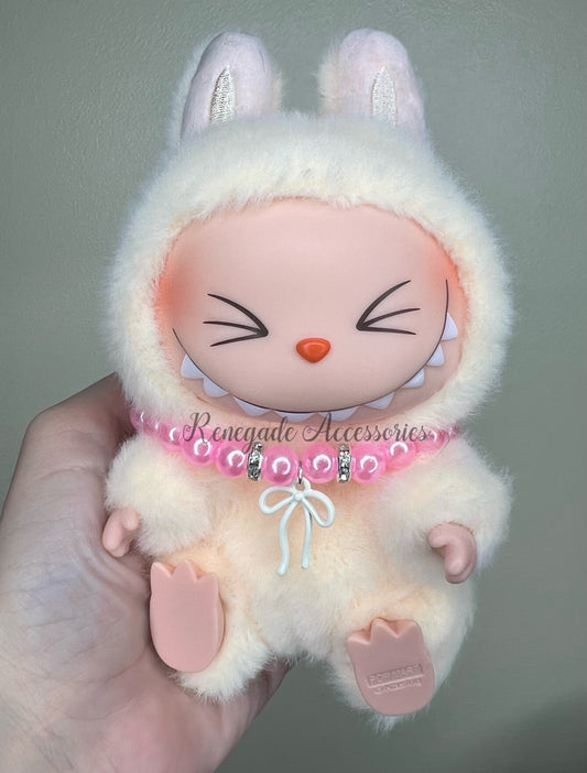 Bubu Necklace - White Bow/Pink