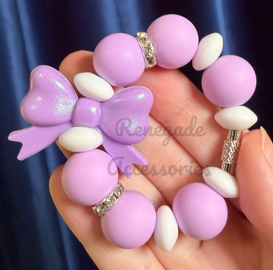 Silicone Charm - Light Purple Opal Bow