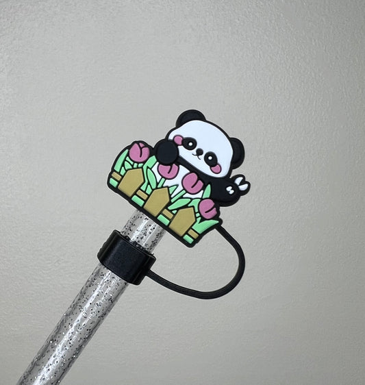 Straw Topper - Panda Flowers