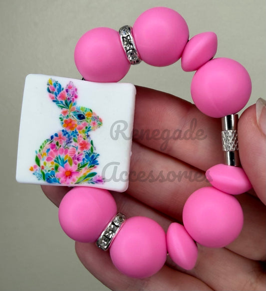 Silicone Charm - Flower Bunny