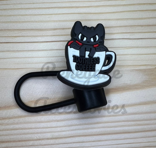 Straw Topper - Toothless Coffee - Black Dragon Character