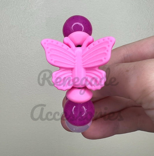 Silicone Charm - Pink Butterfly