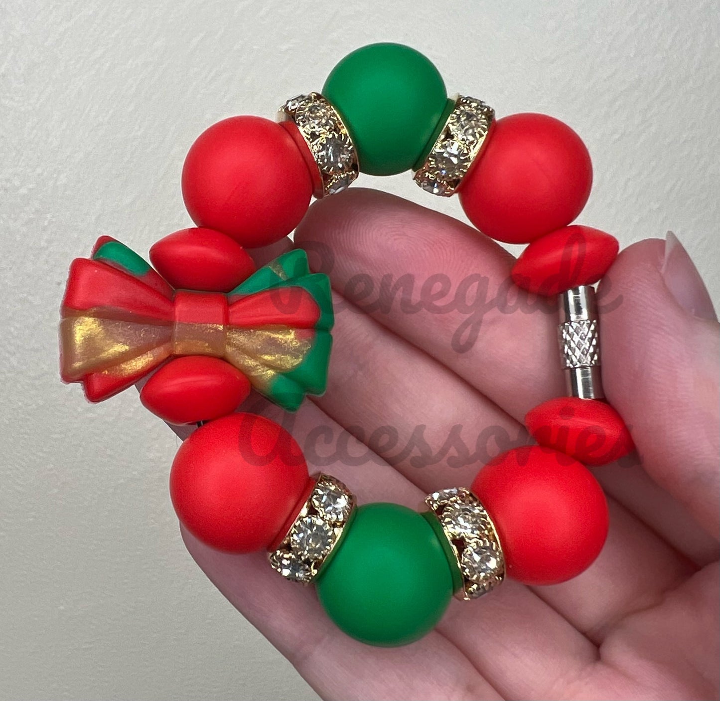 Silicone Charm - Christmas Swirl Bow