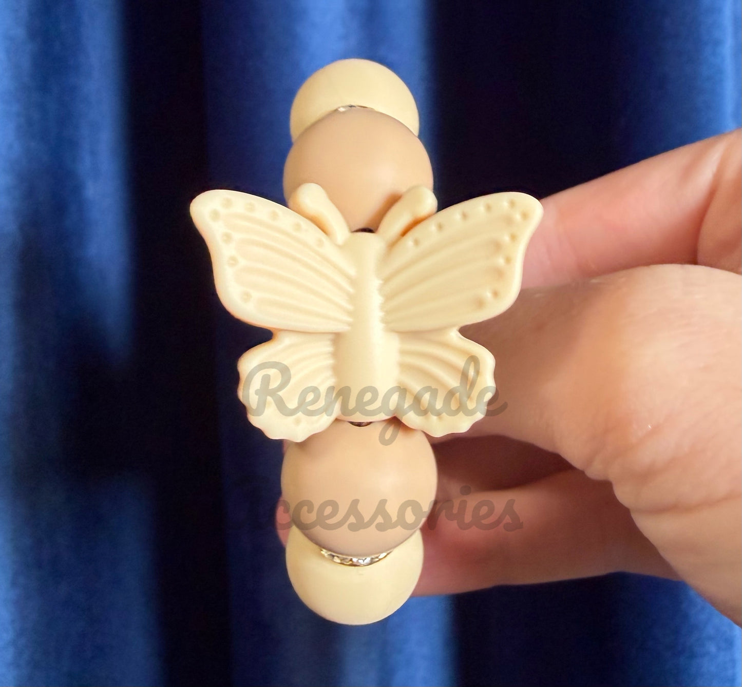 Silicone Charm - Cream Butterfly - Sandstone