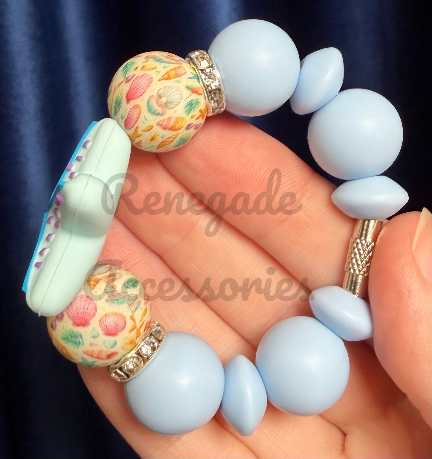 Silicone Charm - Blue Starfish/Seashell