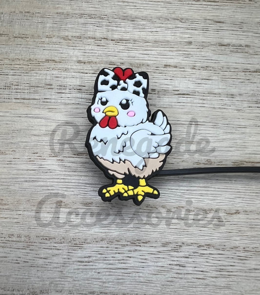 Straw Topper - Bow Chicken