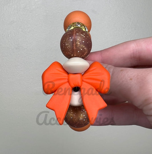 Silicone Charm - Orange Bow - Pumpkin Spice
