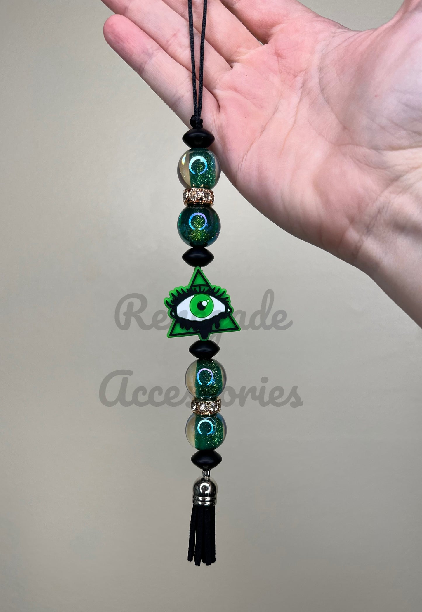 Silicone Charm - Enchanted Charms - Green Eye Wicked (Acrylic Green Glitter Beads-Non Silicone)