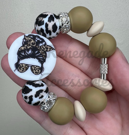 Silicone Charm - Messy Bun Cheetah/Leopard Print