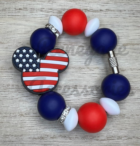 Silicone Charm - Mouse Ears Patriotic