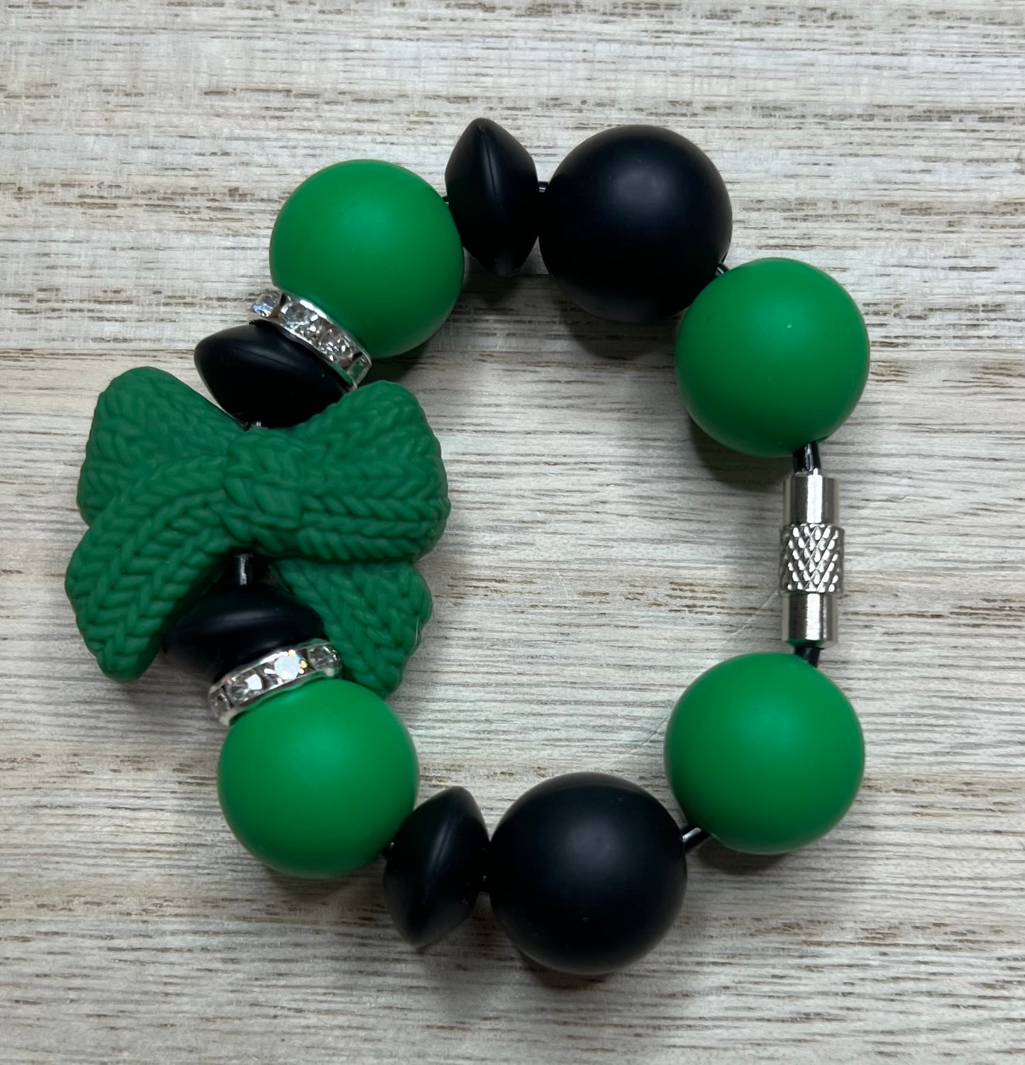 Silicone Charm - Green Sweater Bow