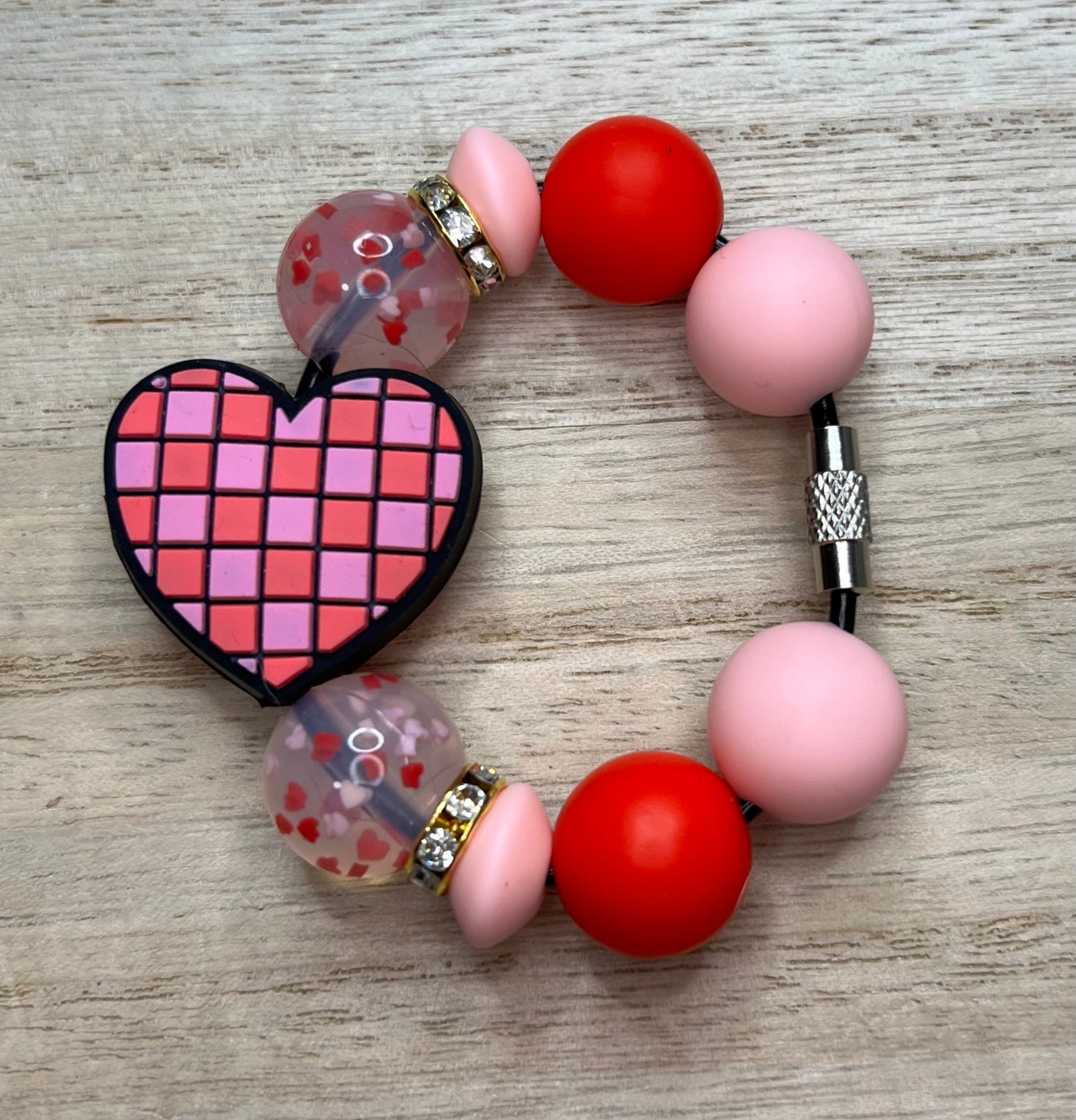 Silicone Charm - Checkered Heart