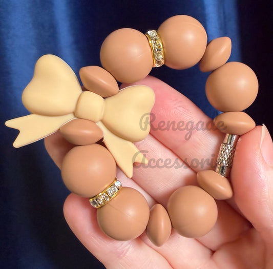 Silicone Charm - Tan Bow