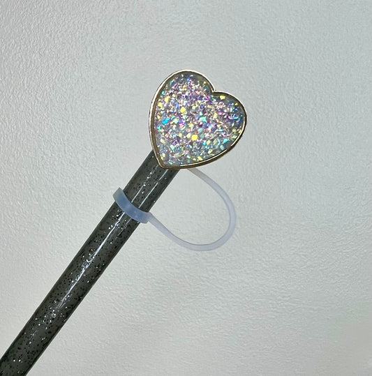 Straw Topper - Metal - Glitter Heart