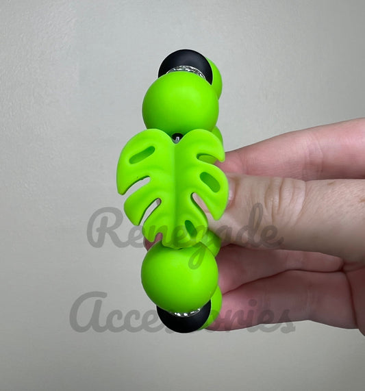 Silicone Charm - Green Monstera Plant/Flower
