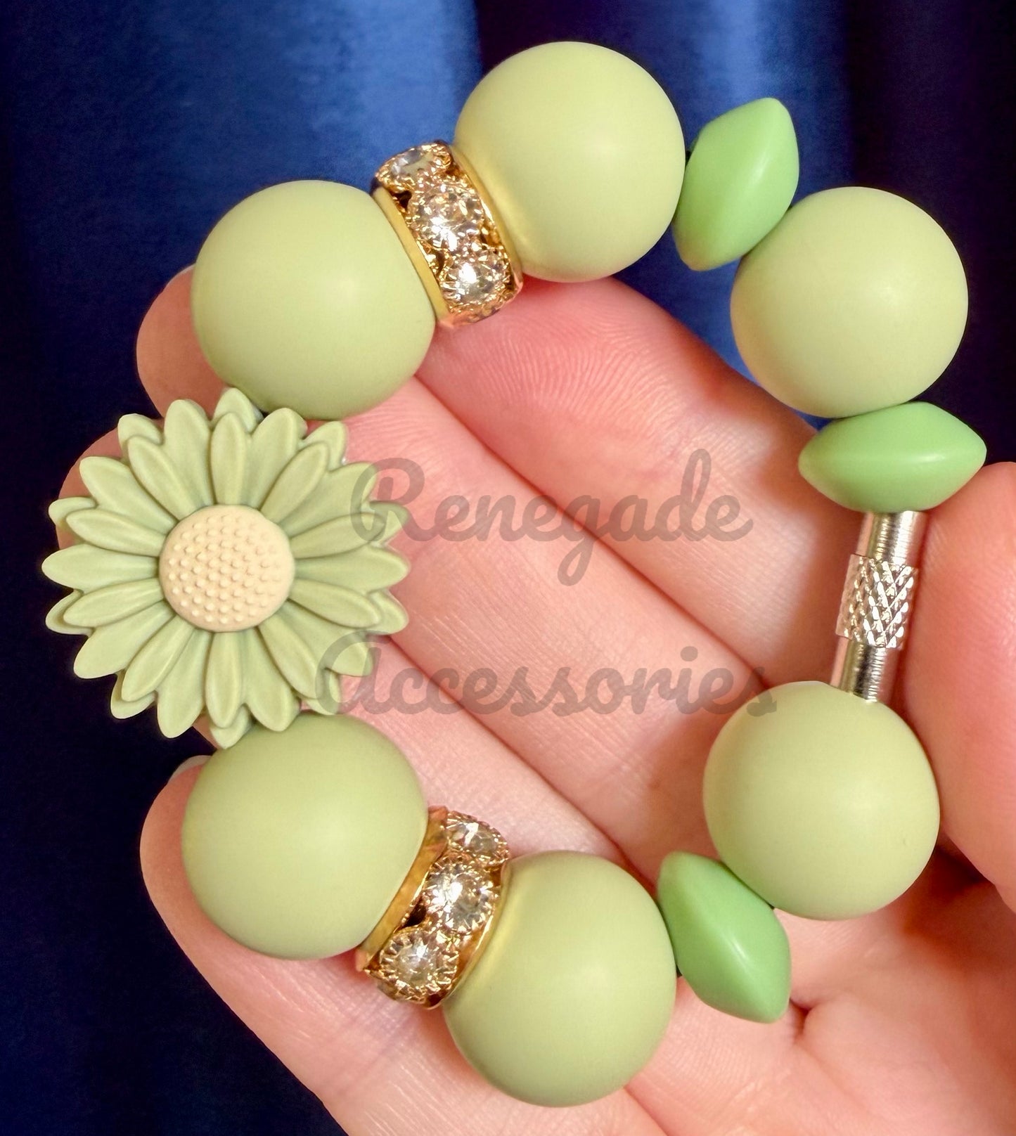 Silicone Charm - Sage Sunflower - Garden Party/Autumn Bloom