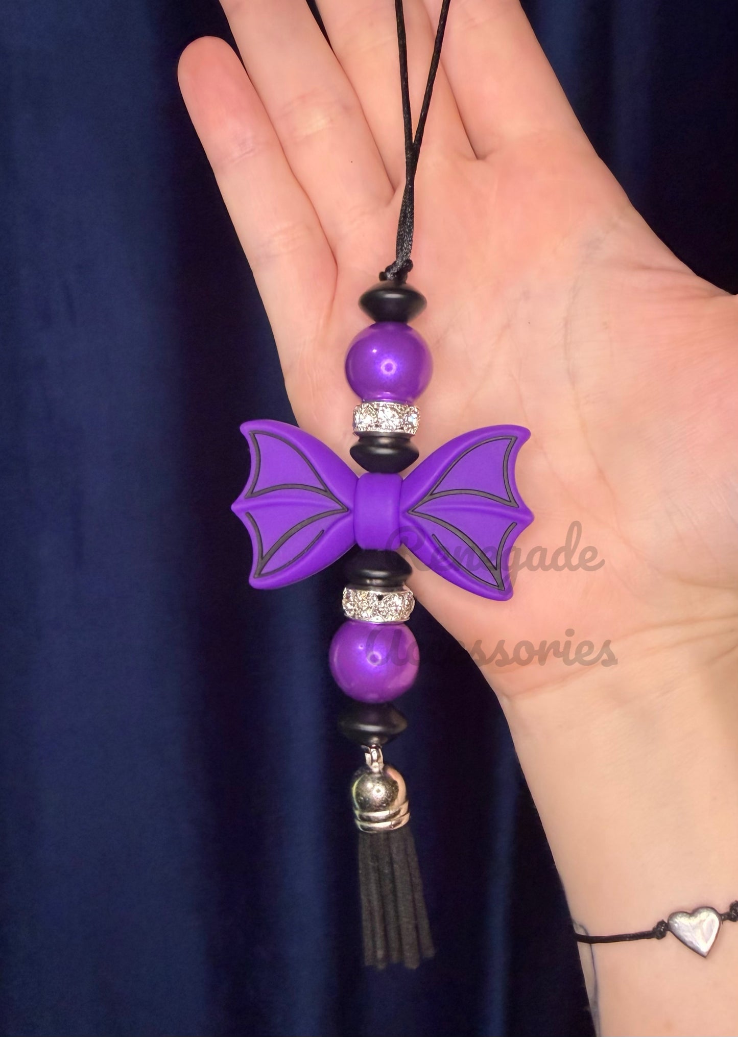 Silicone Charm - Enchanted Charms - Bat Bow Purple 🖤32 Oz Sport🖤