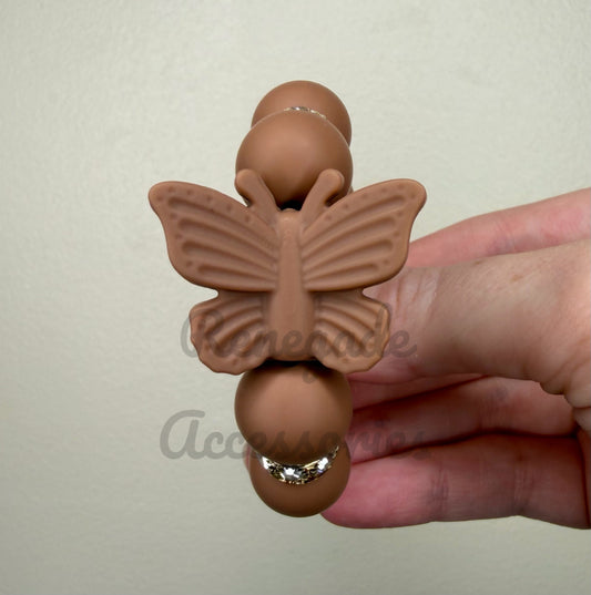 Silicone Charm - Brown Butterfly - Mocha