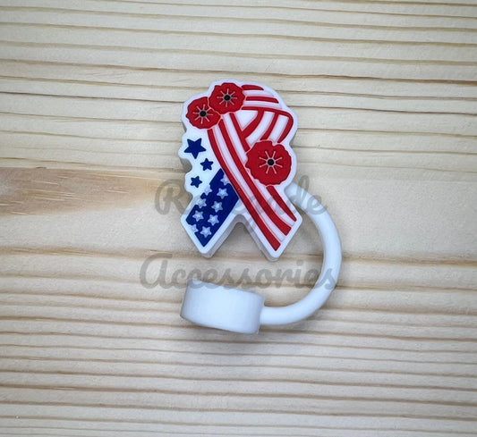 Straw Topper - Double Sided - Flag Awareness Ribbon