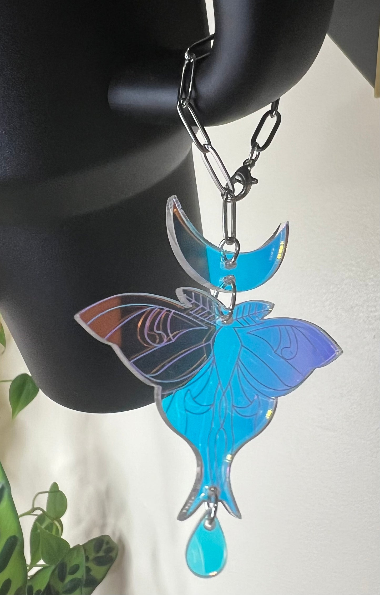 Metal Charm - Iridescent Moon Moth - Silver