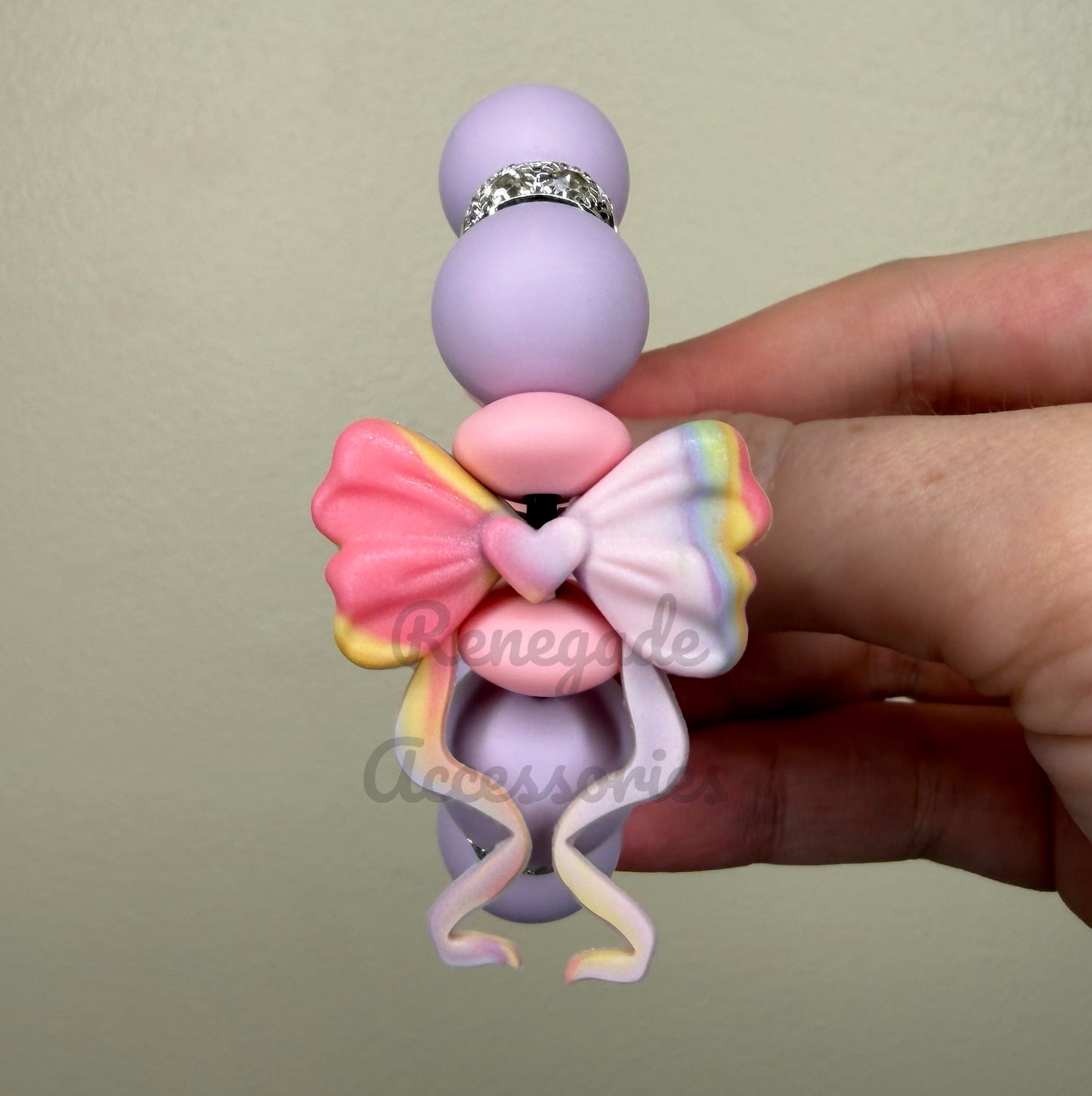 Silicone Charm - Pastel Swirl Bow