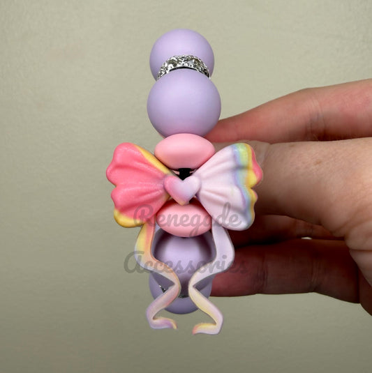 Silicone Charm - Pastel Swirl Bow