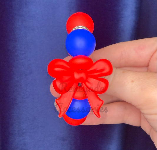Silicone Charm - Red Bow/Quilted Americana