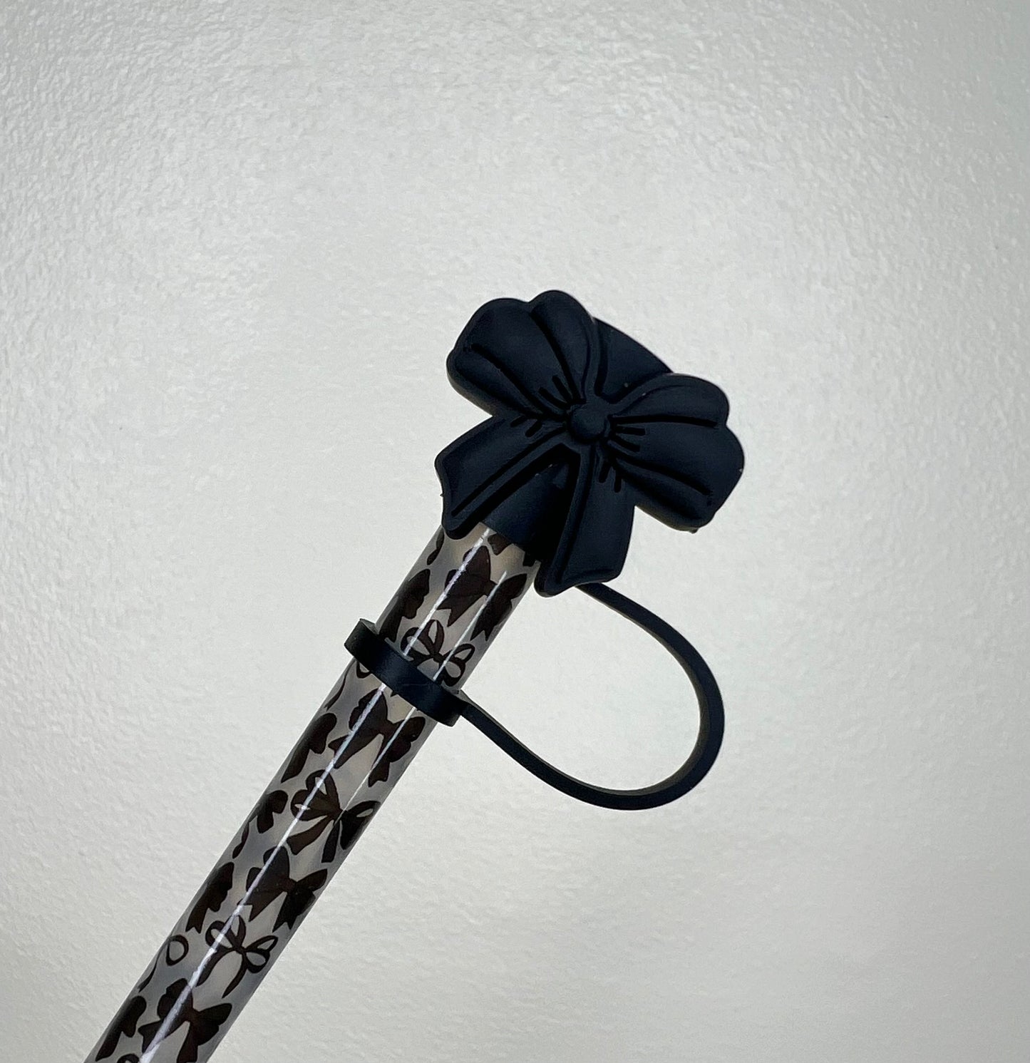 Straw Topper - Black Bow