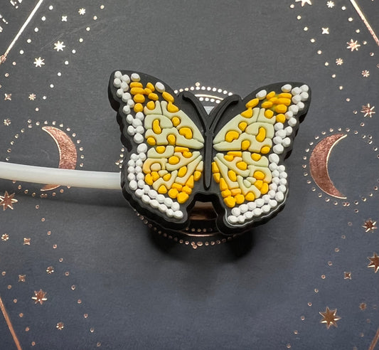 8MM Straw Topper - Gold/Yellow Butterfly