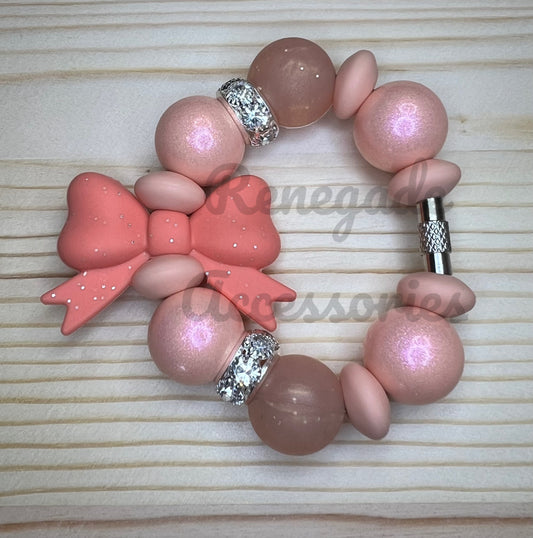 Silicone Charm - Peach Bow