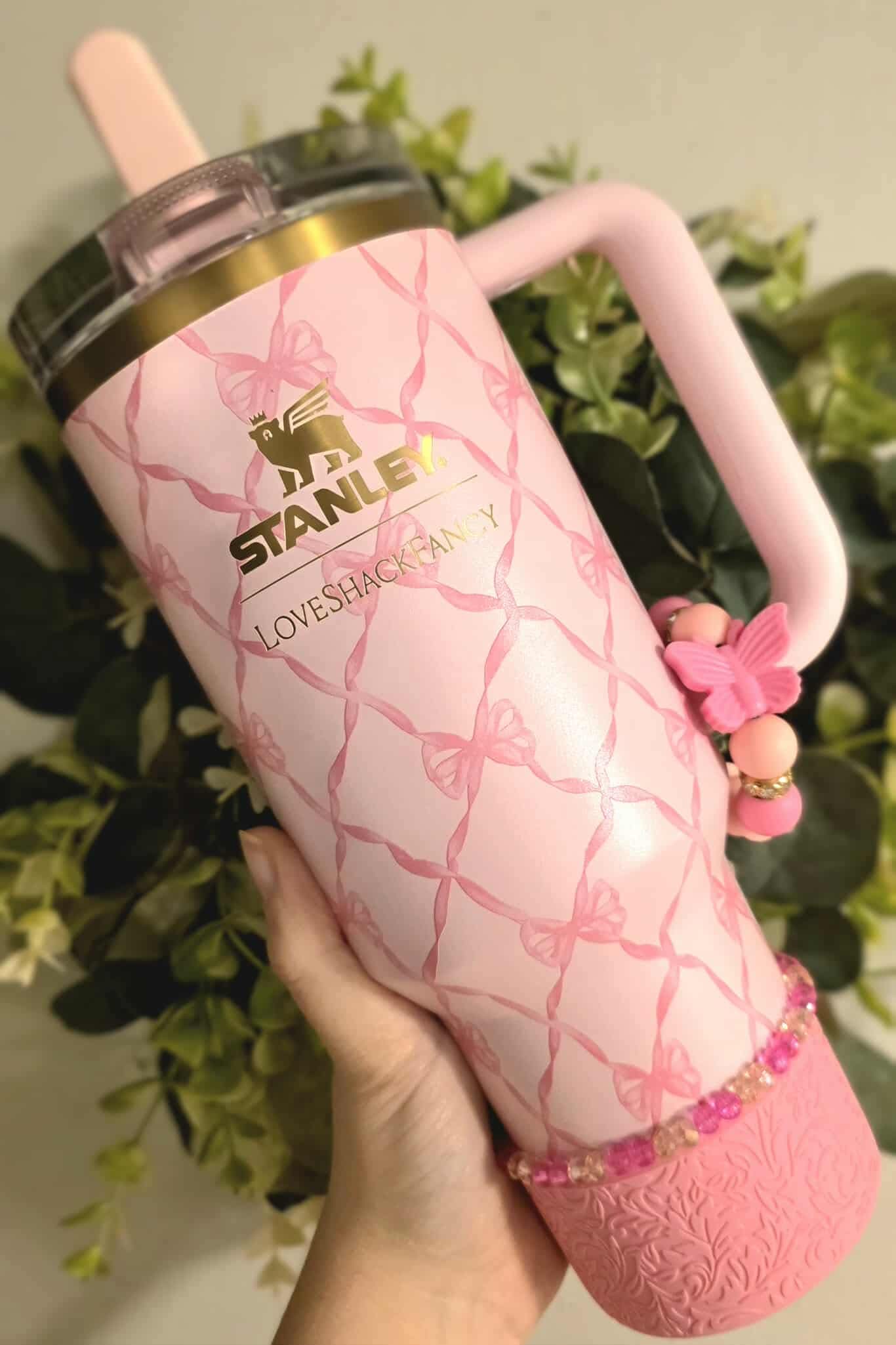 Bracelet Stack - Dark Pink Butterfly - LSF Baby Bow Pink Peppermint