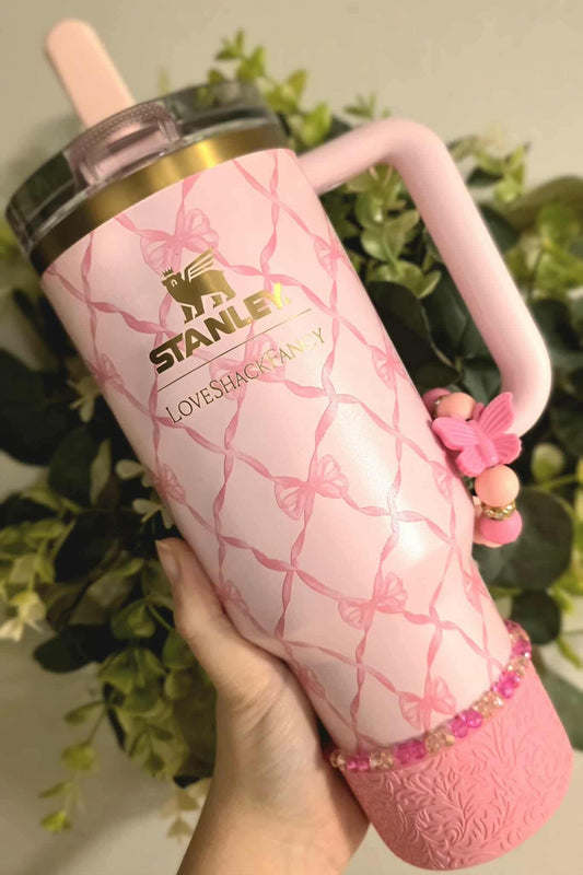 Bracelet Stack - Dark Pink Butterfly - LSF Baby Bow Pink Peppermint