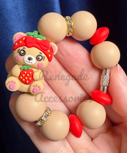 Silicone Charm - Strawberry Bear
