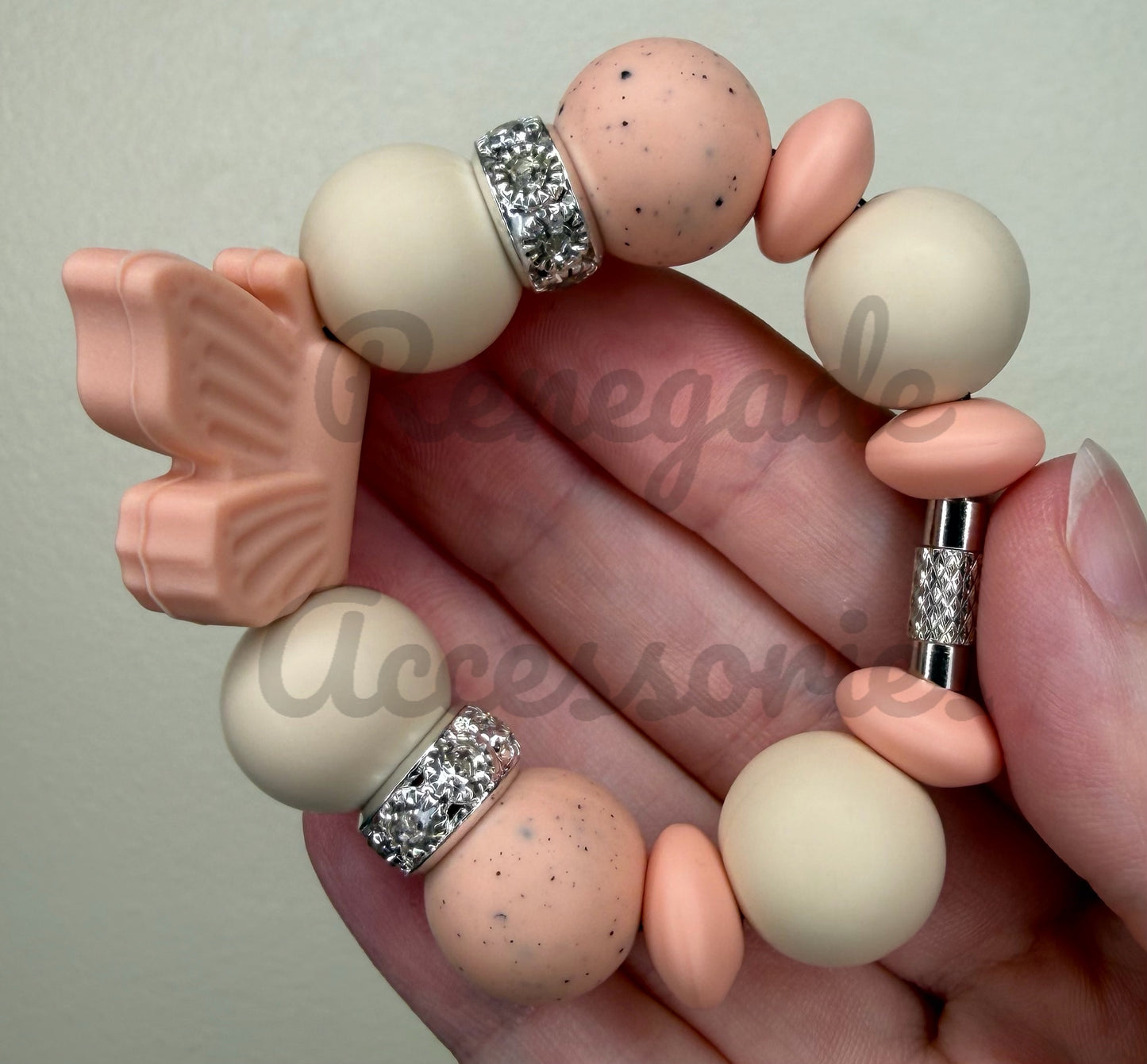 Silicone Charm - Pink/Peach Butterfly