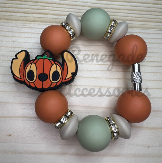 Silicone Charm - Blue Alien Pumpkin Head