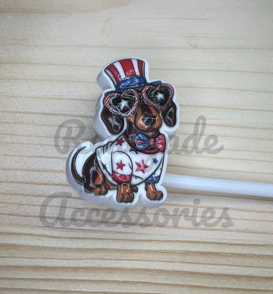Straw Topper - 4th of July Dog