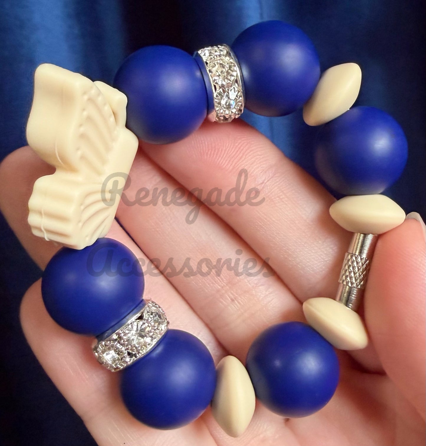 Silicone Charm - Cream Butterfly - Freshly Picked/Blueberry
