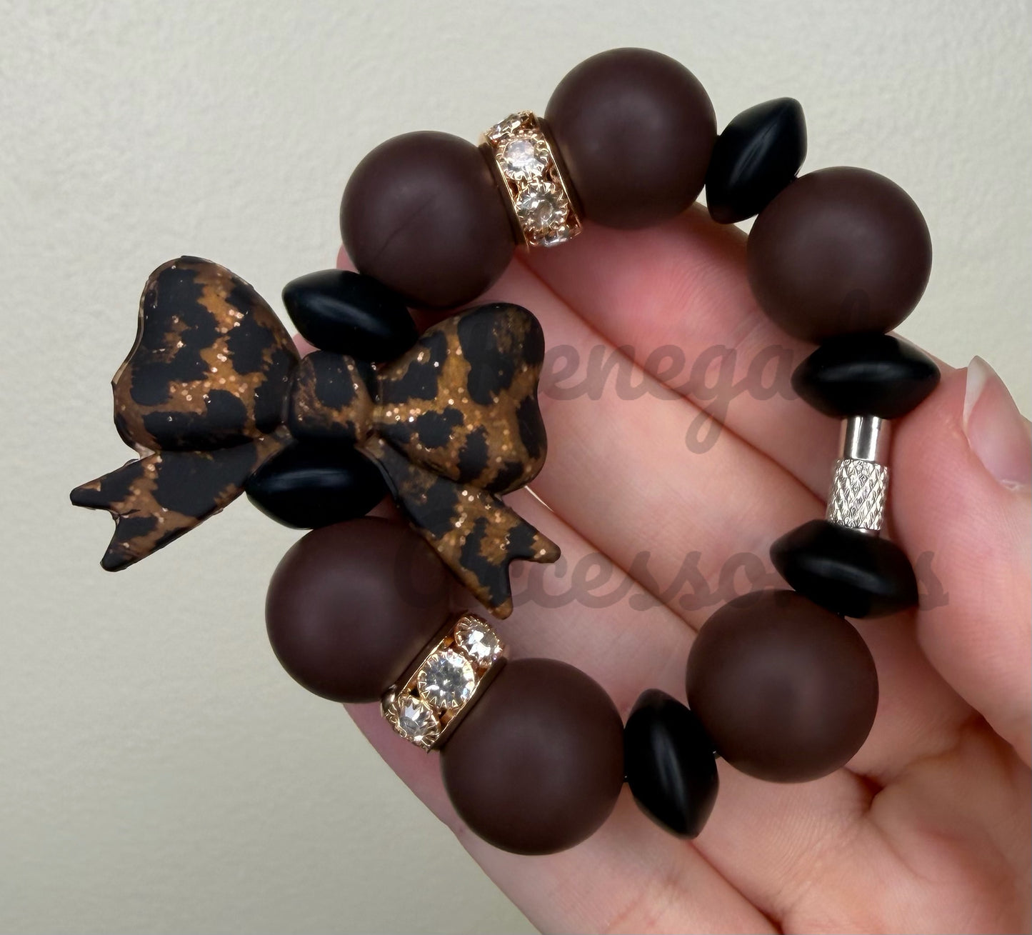 Silicone Charm - Leopard Bow - Luxe/Brown Leopard