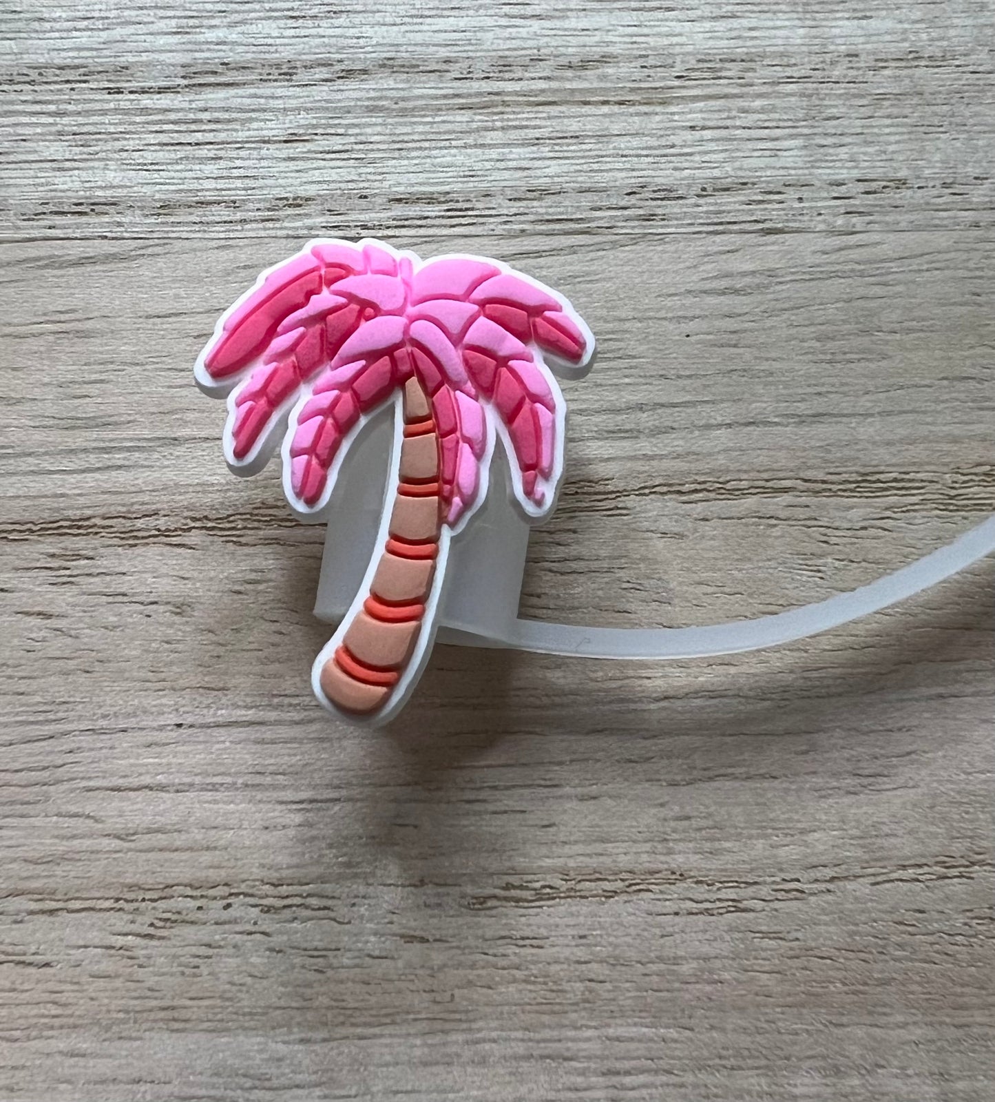 Straw Topper - Pink Palm Tree