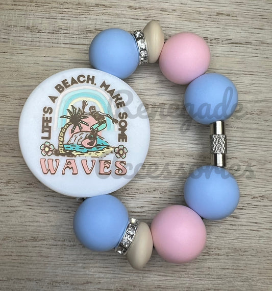 Silicone Charm - Life’s A Beach Make Some Waves - Skeleton