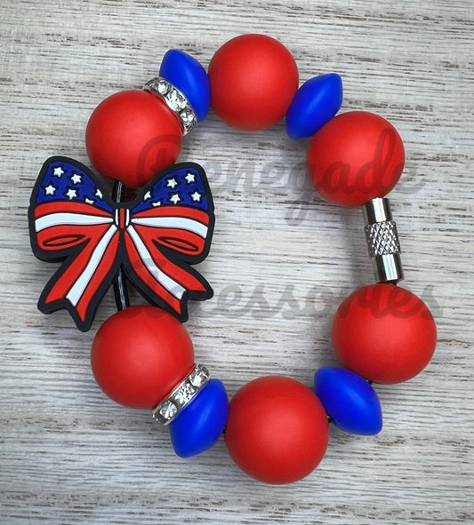 Silicone Charm - Patriotic Bow