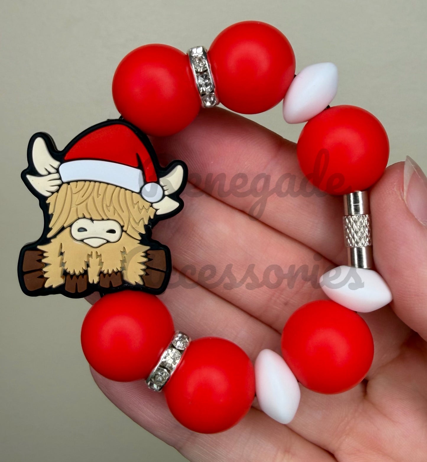 Silicone Charm - Highland Cow - Cowboy Christmas/Holly