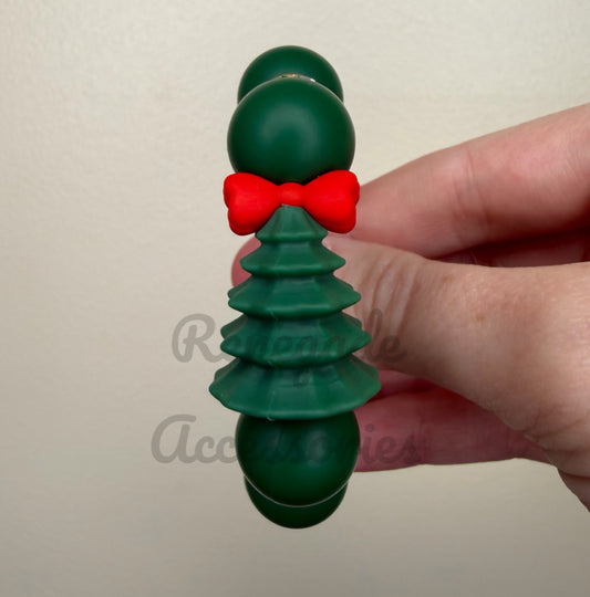 Silicone Charm - Tree Bow - Frosted Emerald