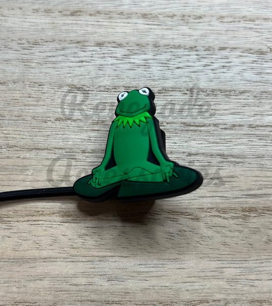 Straw Topper - Frog Character Meditating