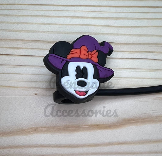Straw Topper - Mouse Ears Witch Hat - Purple Light Face